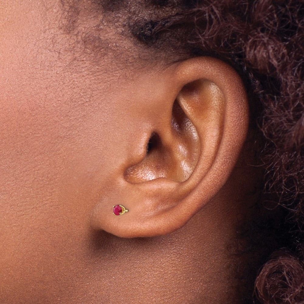 14K Gelbgold 3mm July/ruby Ohrstecker