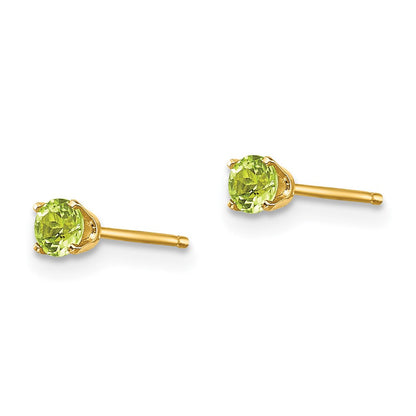 14K Gelbgold 3mm August/peridot Ohrstecker