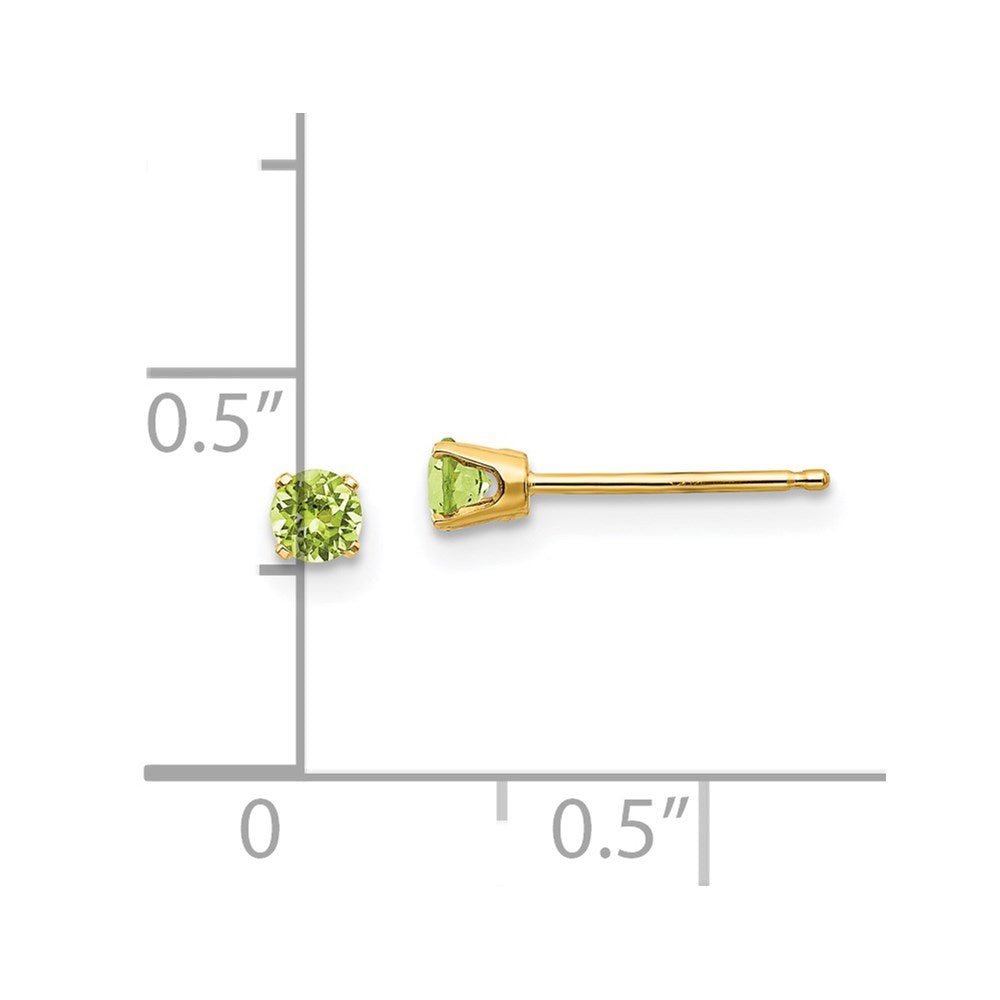 14K Gelbgold 3mm August/peridot Ohrstecker