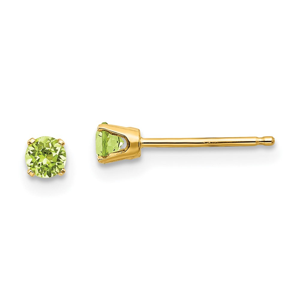 14K Gelbgold 3mm August/peridot Ohrstecker