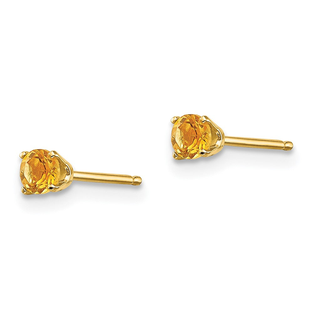 14K Gelbgold 3mm November/citrine Ohrstecker
