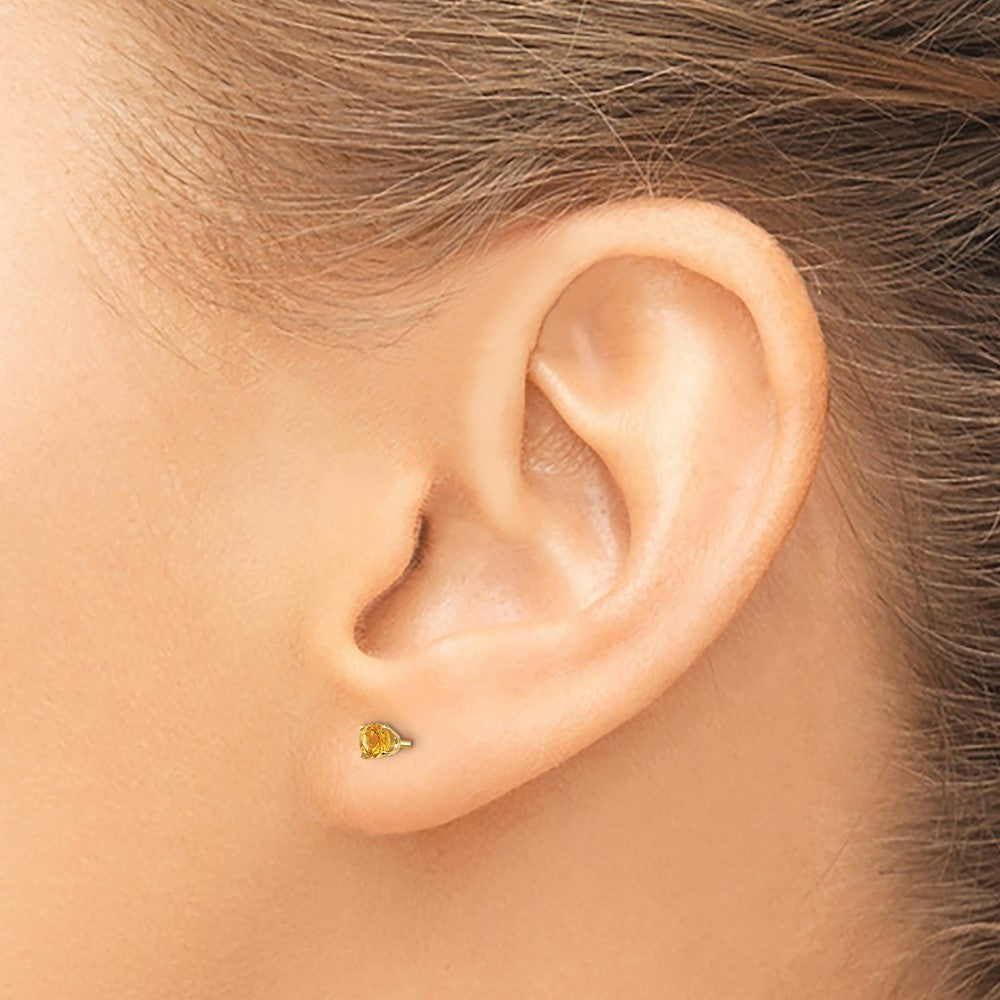 14K Gelbgold 3mm November/citrine Ohrstecker
