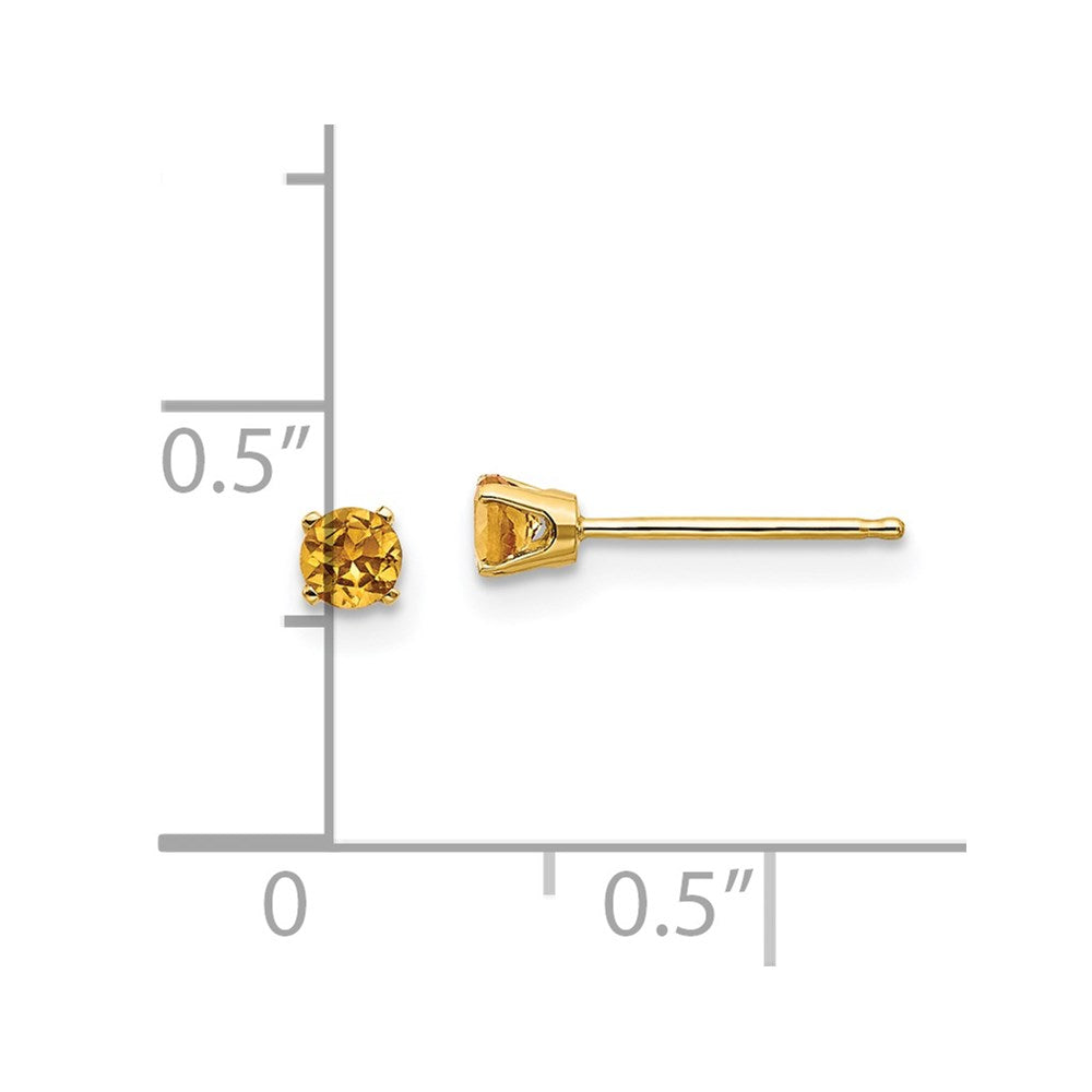 14K Gelbgold 3mm November/citrine Ohrstecker