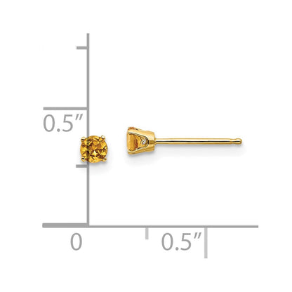 14K Gelbgold 3mm November/citrine Ohrstecker