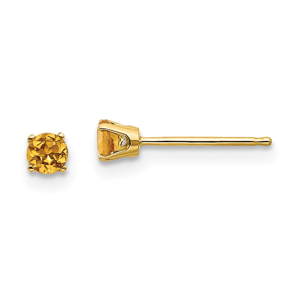 14K Gelbgold 3mm November/citrine Ohrstecker