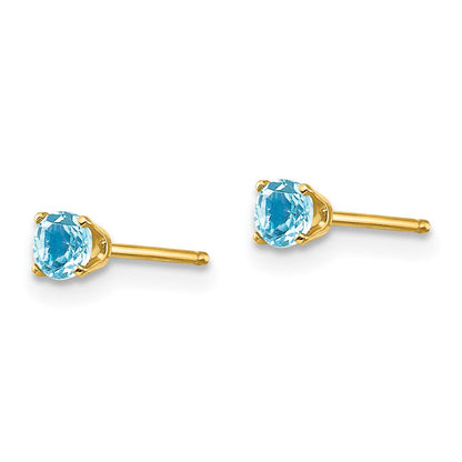 14K Gelbgold 3mm December/ Blautopas Ohrstecker
