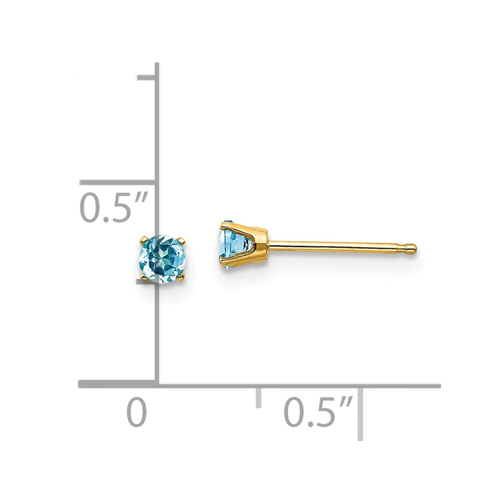 14K Gelbgold 3mm December/ Blautopas Ohrstecker