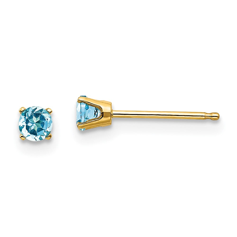 14K Gelbgold 3mm December/ Blautopas Ohrstecker