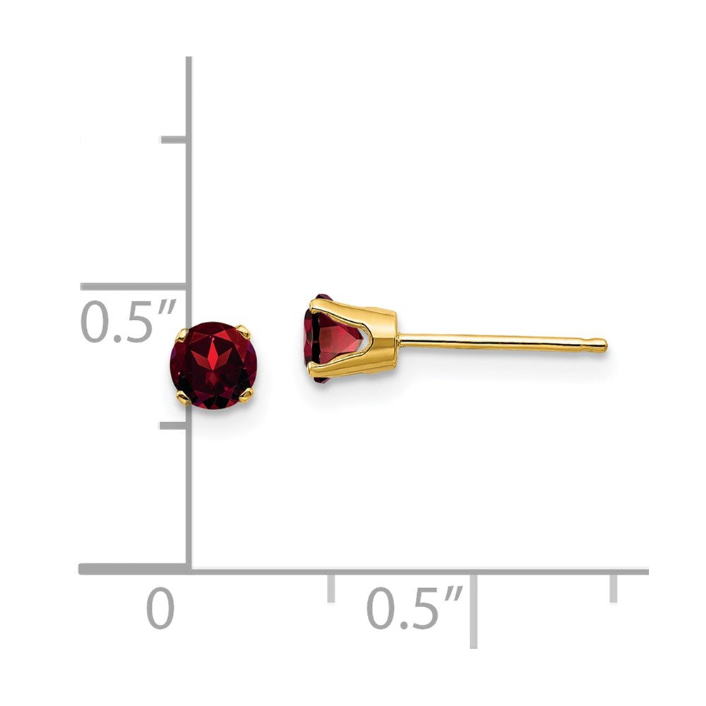 14K Gelbgold 4mm Rund January/garnet Ohrstecker