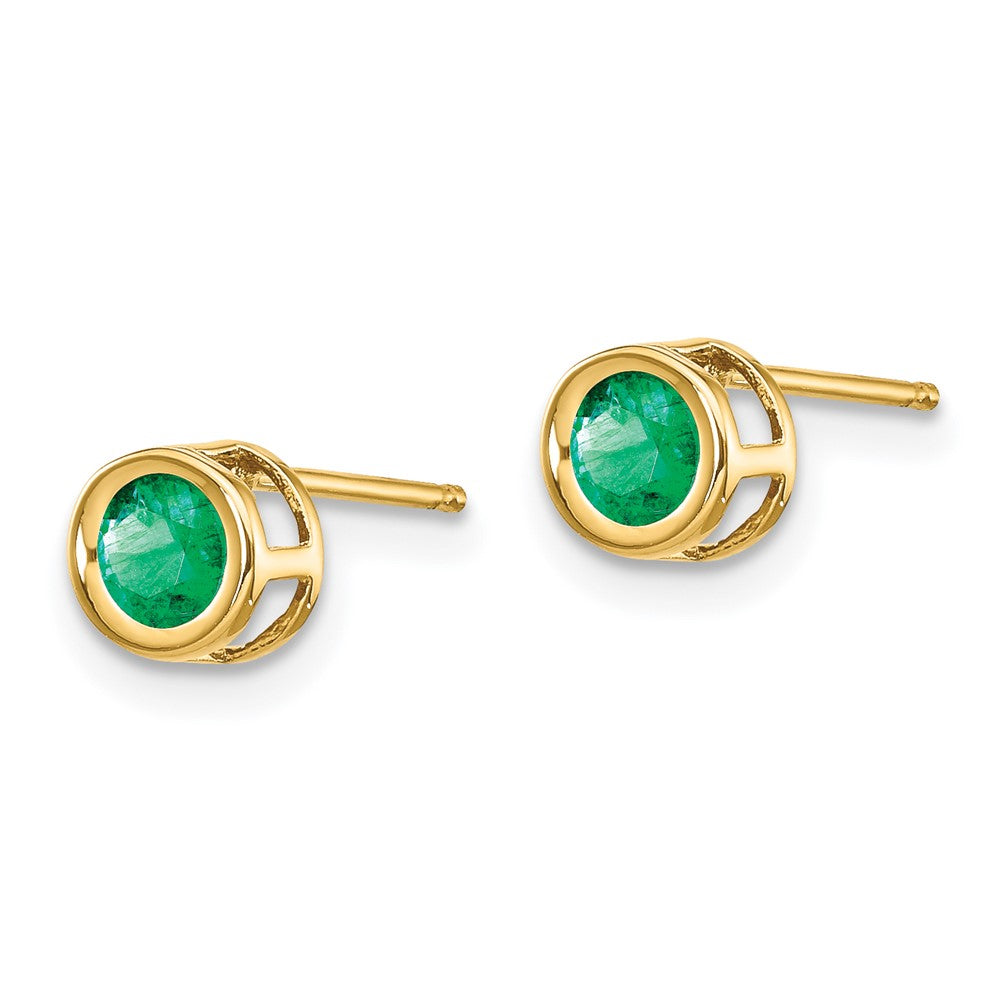 14K Gelbgold 4mm Zargenfassung May/emerald Ohrstecker