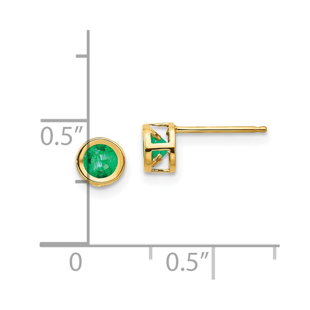 14K Gelbgold 4mm Zargenfassung May/emerald Ohrstecker