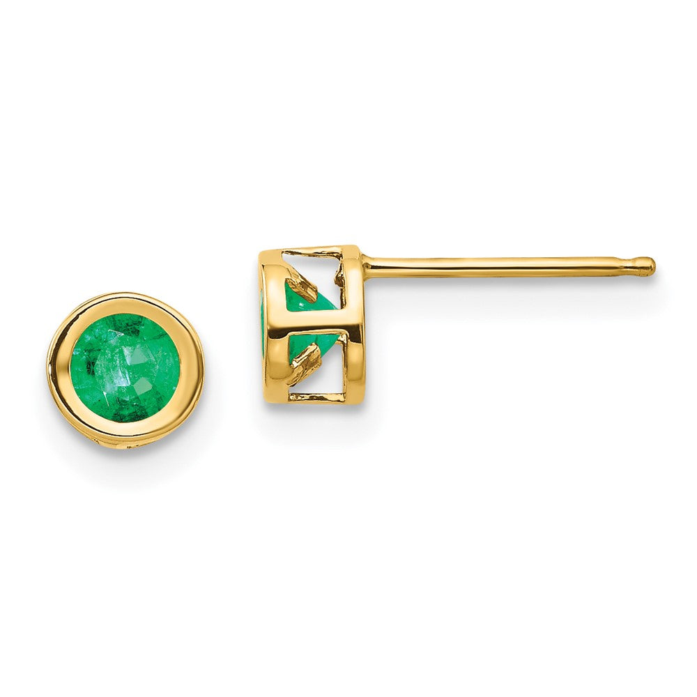 14K Gelbgold 4mm Zargenfassung May/emerald Ohrstecker