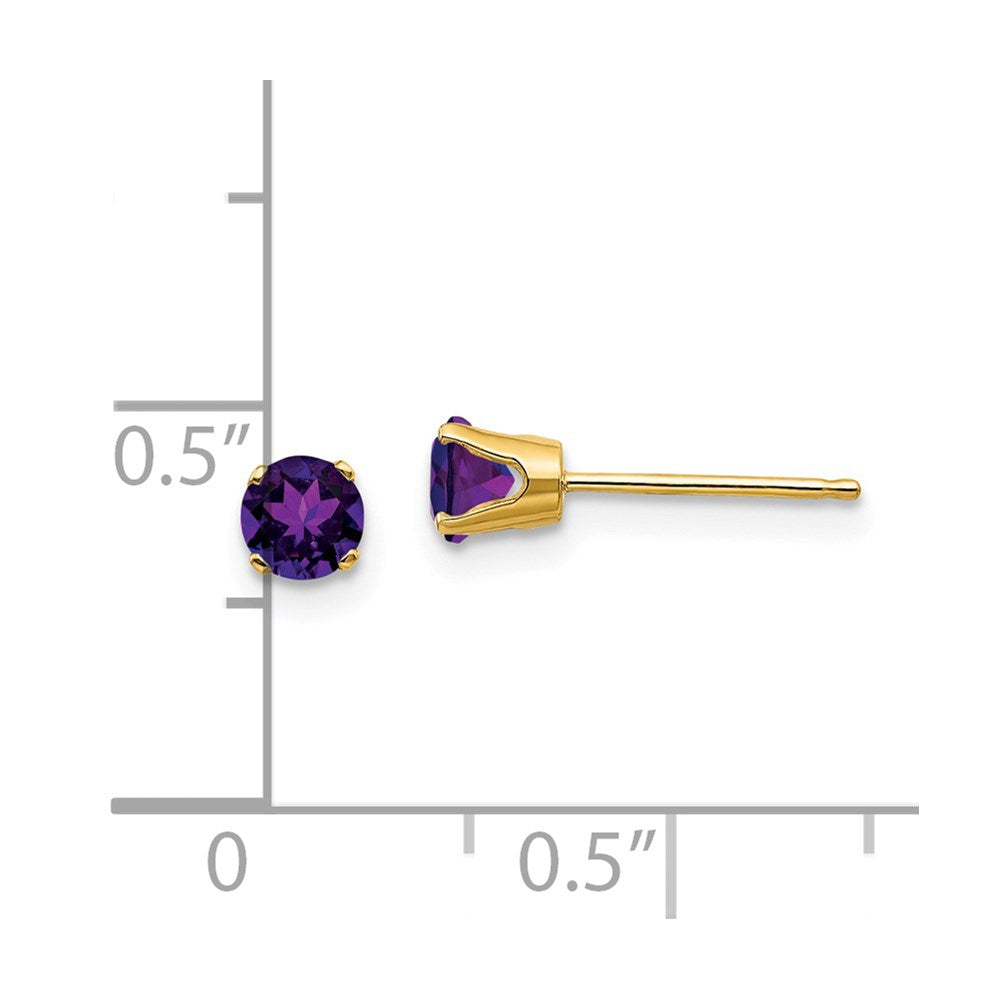 14K Gelbgold 4mm February/amethyst Ohrstecker