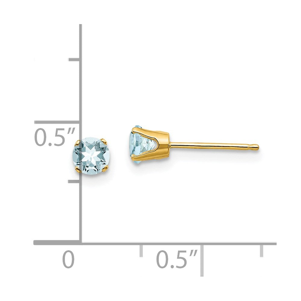14K Gelbgold 4mm March/aquamarine Ohrstecker