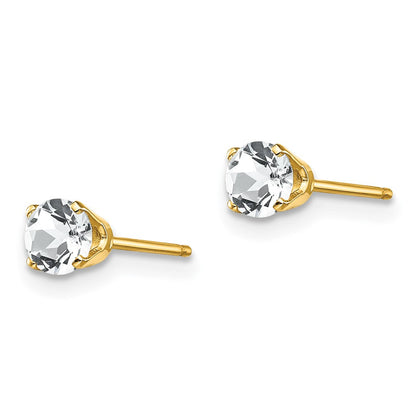 14K Gelbgold 4mm April/white Topas Ohrstecker