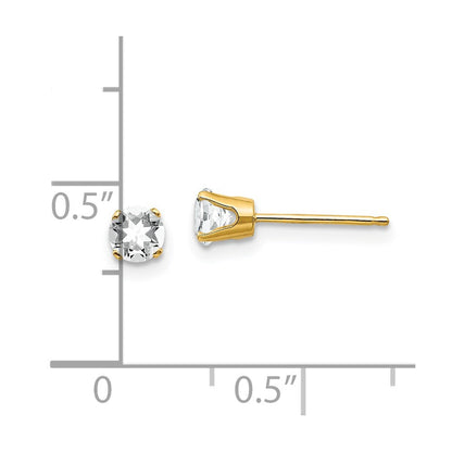 14K Gelbgold 4mm April/white Topas Ohrstecker