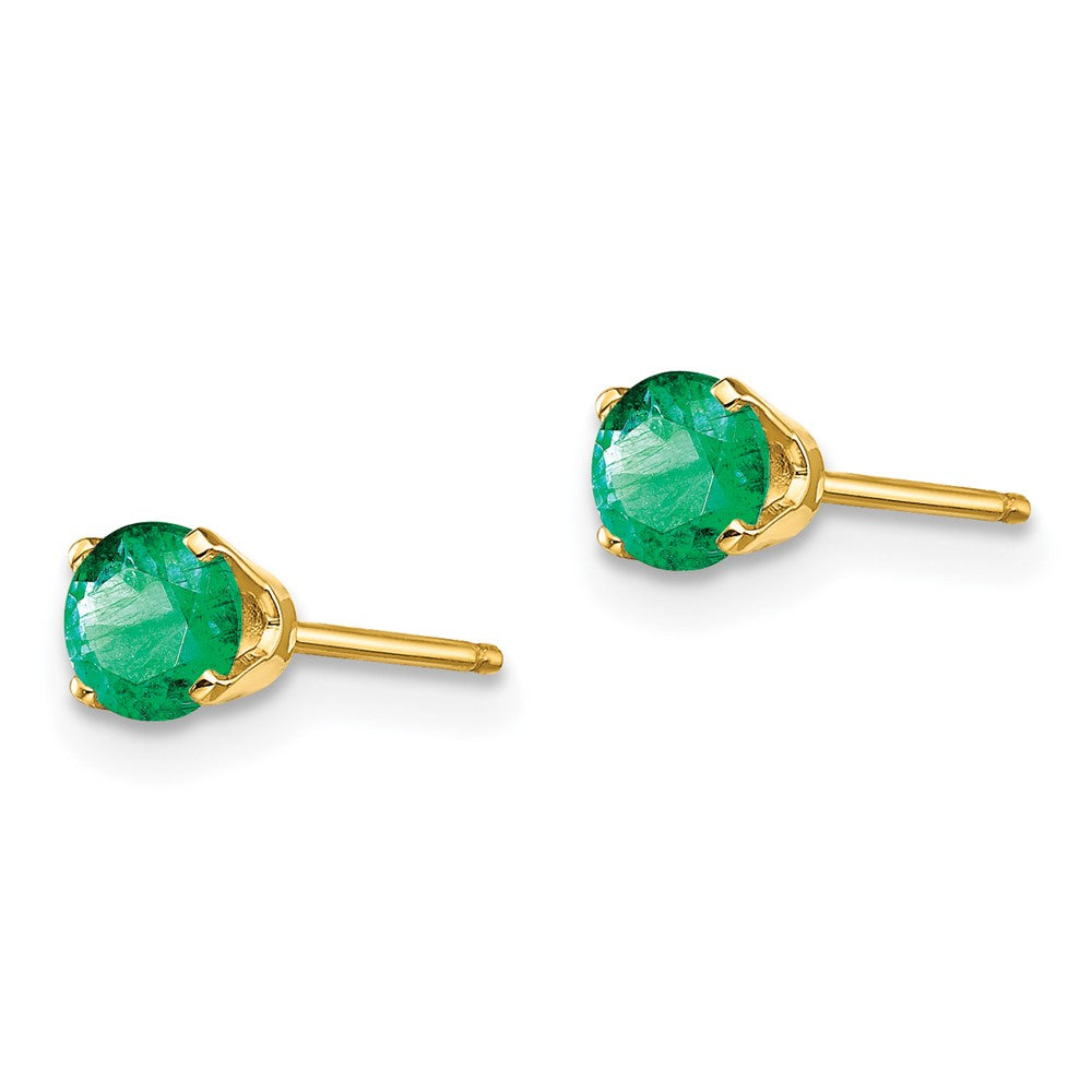 14K Gelbgold 4mm May/emerald Ohrstecker