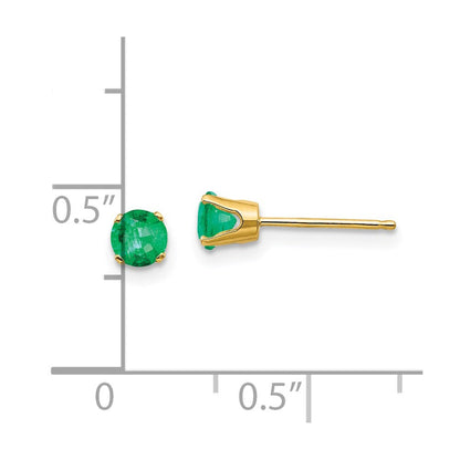 14K Gelbgold 4mm May/emerald Ohrstecker