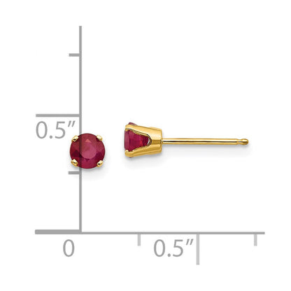 14K 4 mm Juli/Rubin-Ohrstecker
