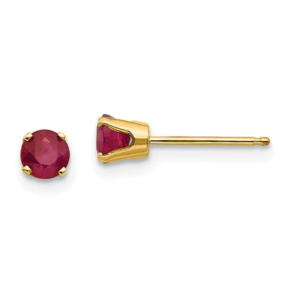 14K 4 mm Juli/Rubin-Ohrstecker