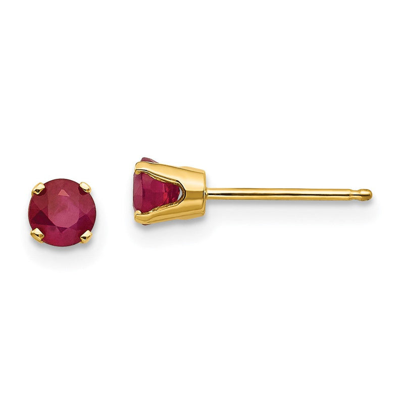14K 4 mm Juli/Rubin-Ohrstecker