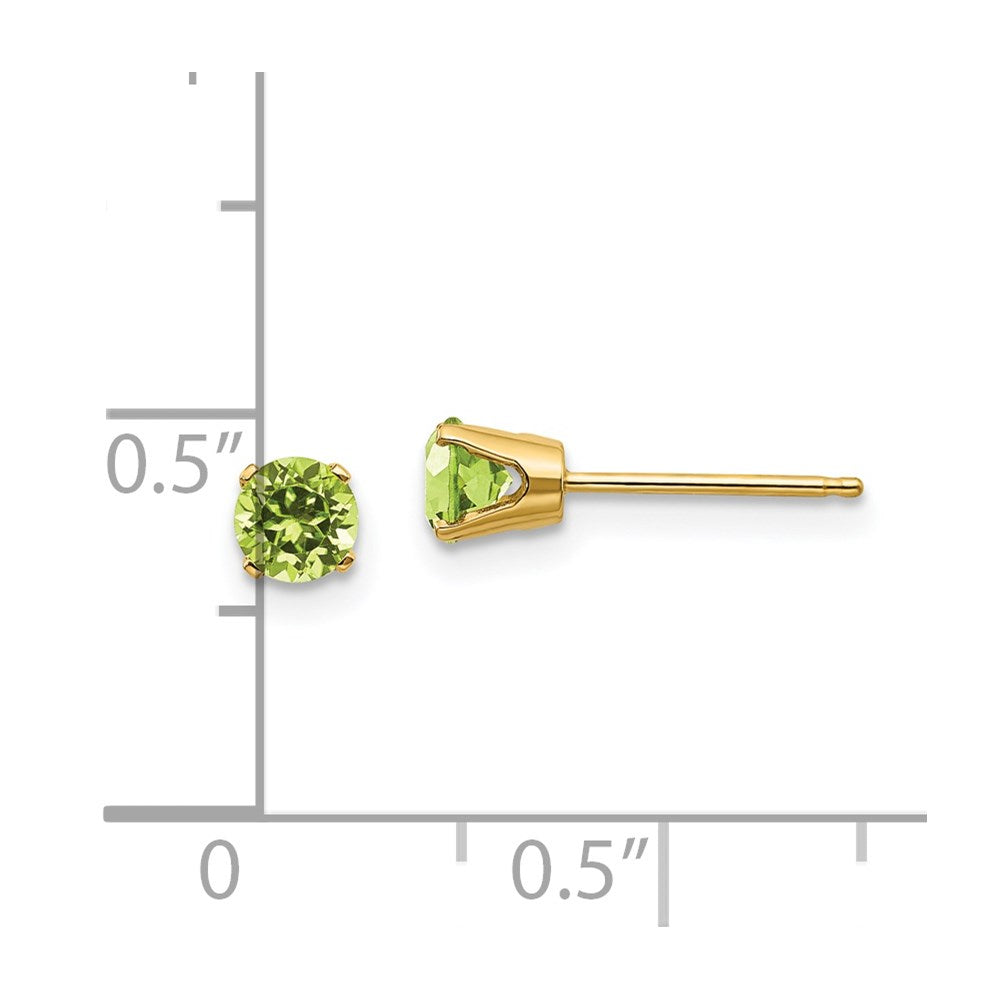14K Gelbgold 4mm August/peridot Ohrstecker
