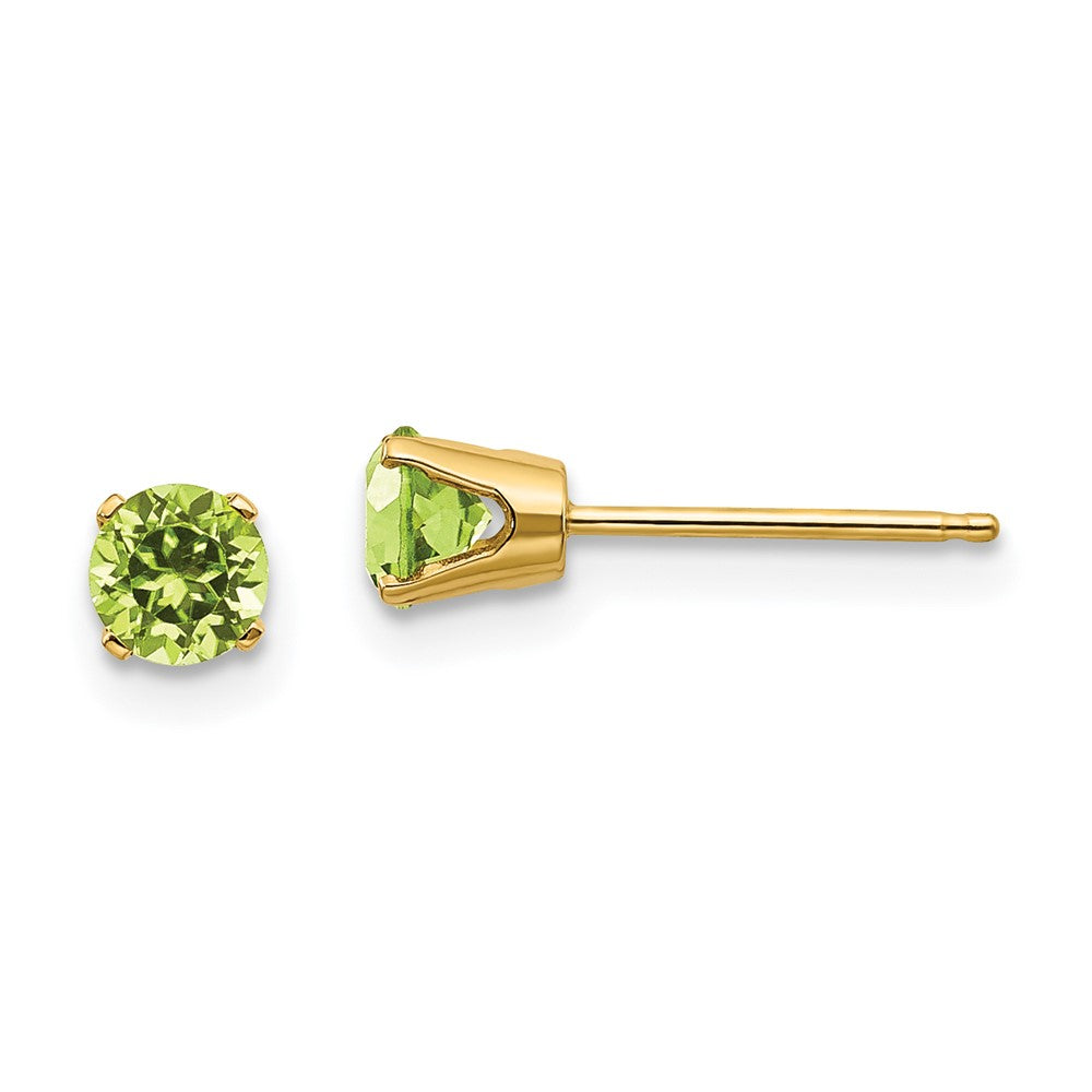 14K Gelbgold 4mm August/peridot Ohrstecker
