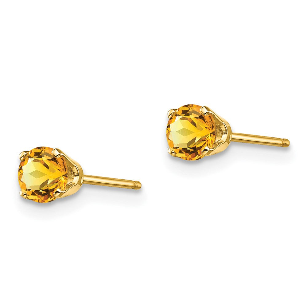 14K Gelbgold 4mm November/citrine Ohrstecker