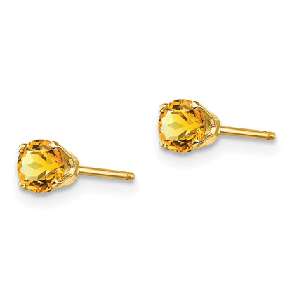 14K Gelbgold 4mm November/citrine Ohrstecker