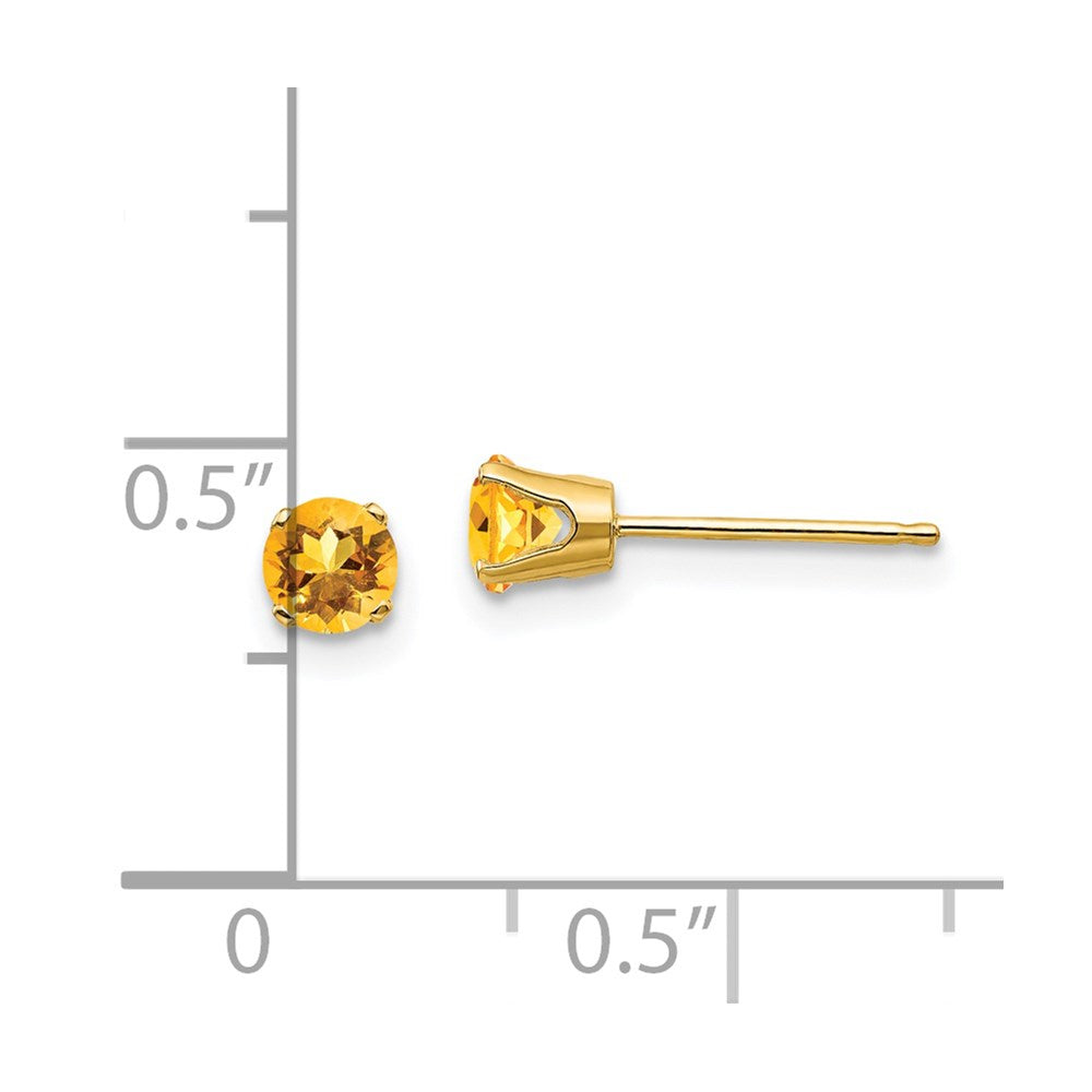14K Gelbgold 4mm November/citrine Ohrstecker