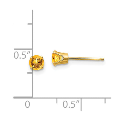 14K Gelbgold 4mm November/citrine Ohrstecker