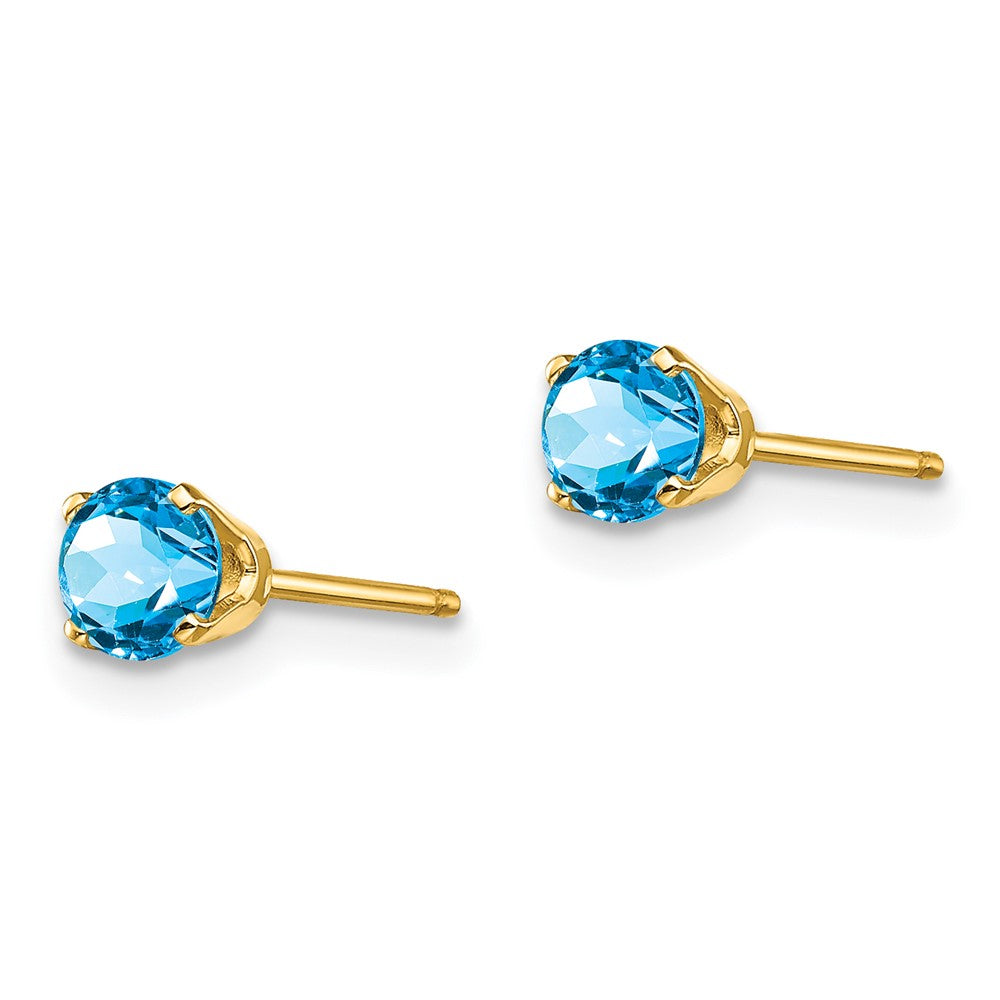 14K Gelbgold 4mm December/ Blautopas Ohrstecker