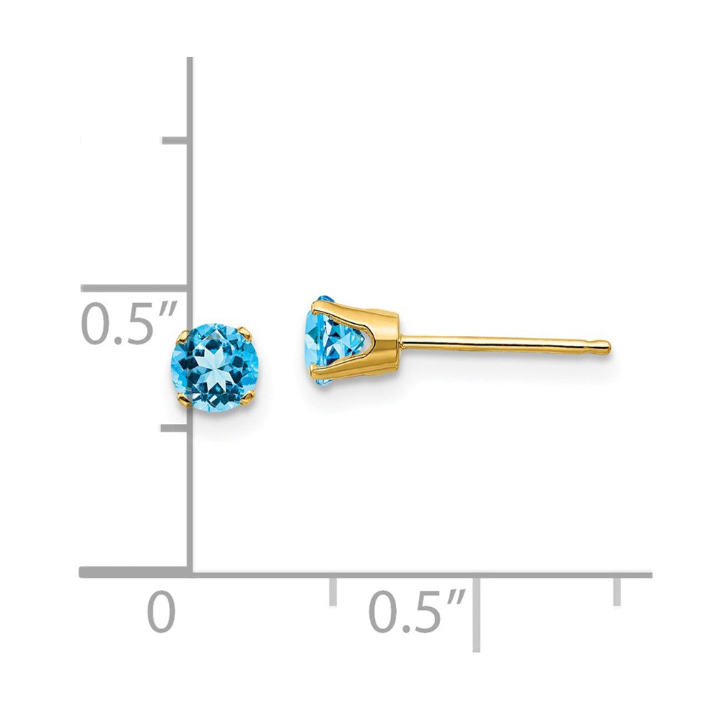 14K Gelbgold 4mm December/ Blautopas Ohrstecker