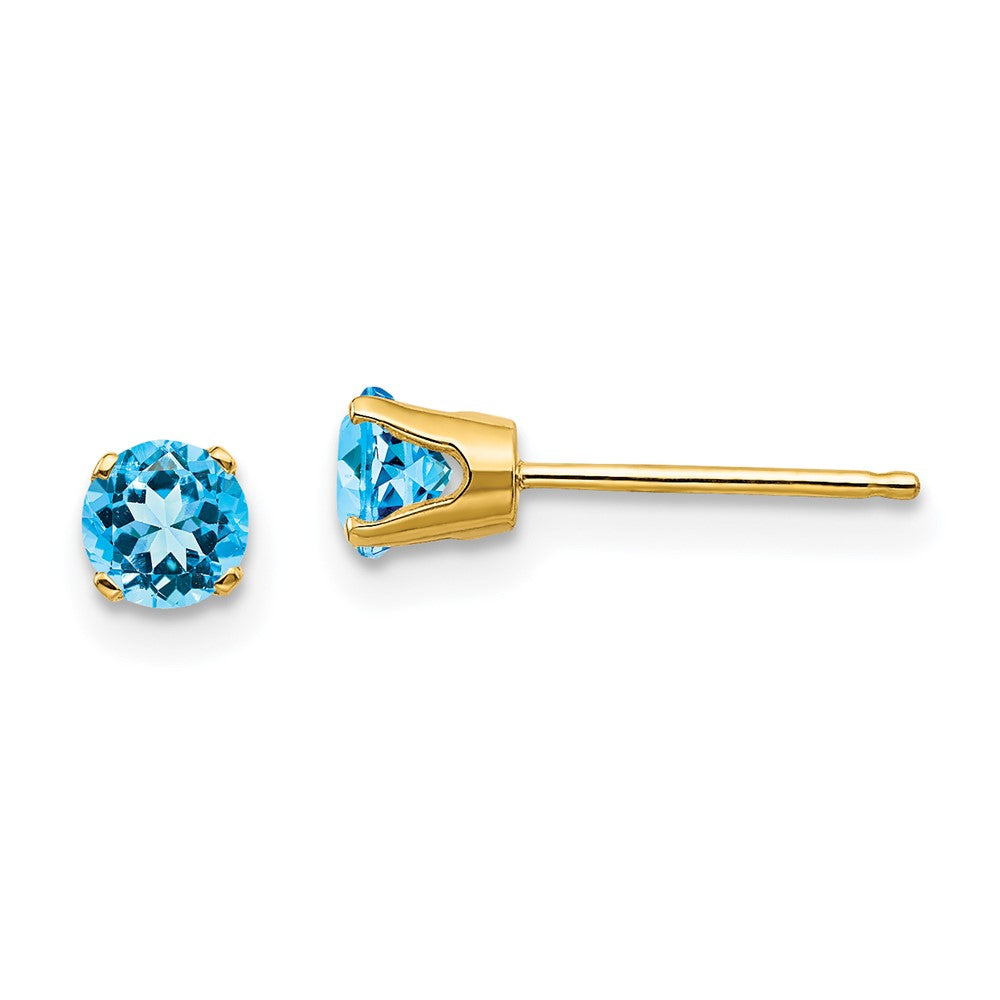 14K Gelbgold 4mm December/ Blautopas Ohrstecker