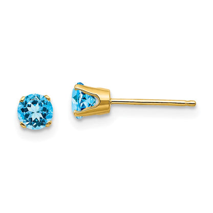 14K Gelbgold 4mm December/ Blautopas Ohrstecker