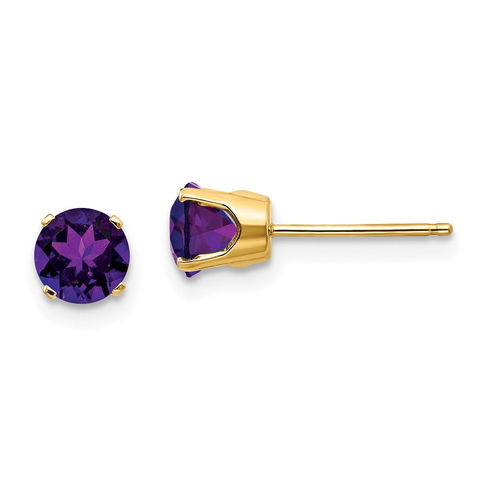14K Gelbgold 5mm Amethyst Ohrringe February
