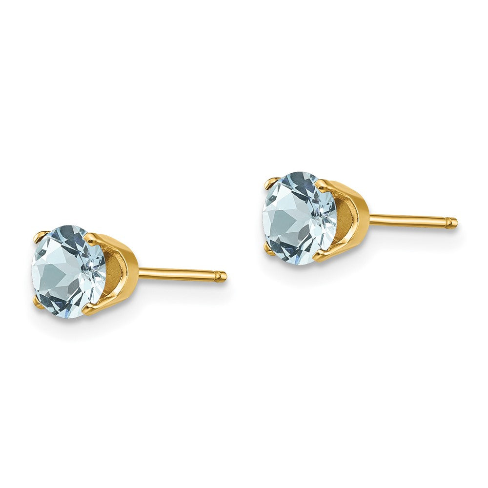 14K Gelbgold 5mm Aquamarin Ohrringe March