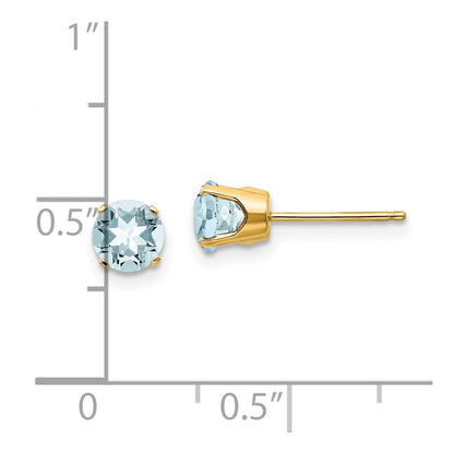 14K Gelbgold 5mm Aquamarin Ohrringe March