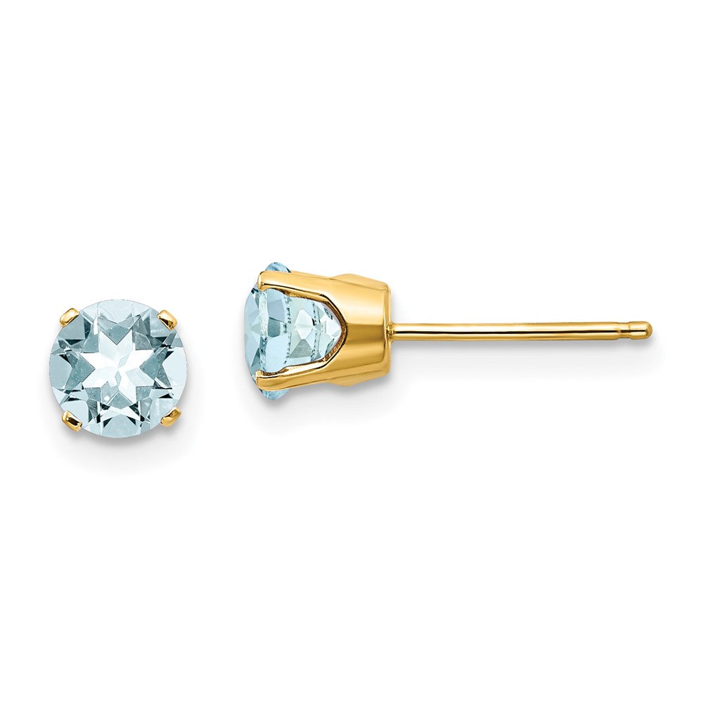 14K Gelbgold 5mm Aquamarin Ohrringe March