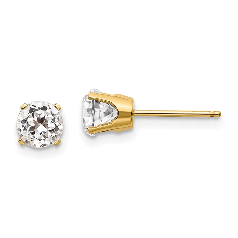 14K Gelbgold 5mm Weiß Topas Ohrringe April