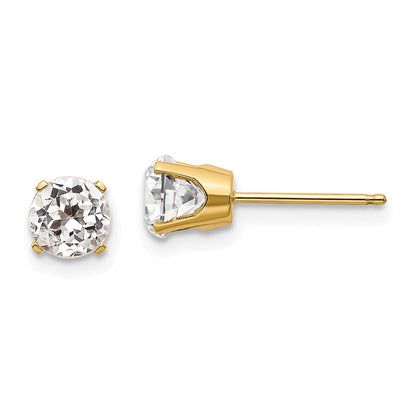 14K Gelbgold 5mm Weiß Topas Ohrringe April
