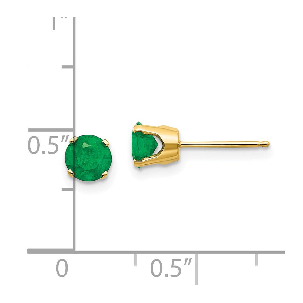14K Gelbgold 5mm Natürlich Smaragd Ohrringe May