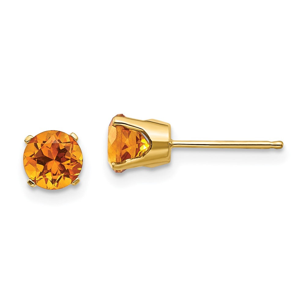 14K Gelbgold 5mm Citrin Ohrringe November