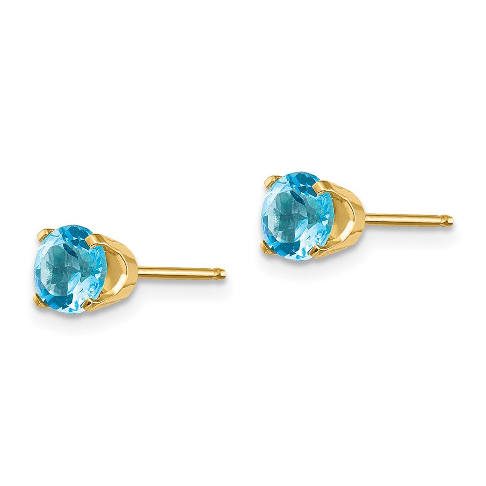 14K Gelbgold 5mm Blautopas Ohrringe December