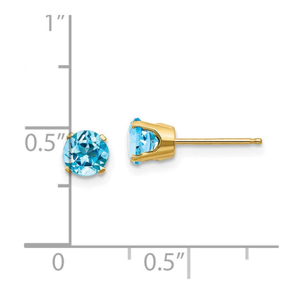 14K Gelbgold 5mm Blautopas Ohrringe December