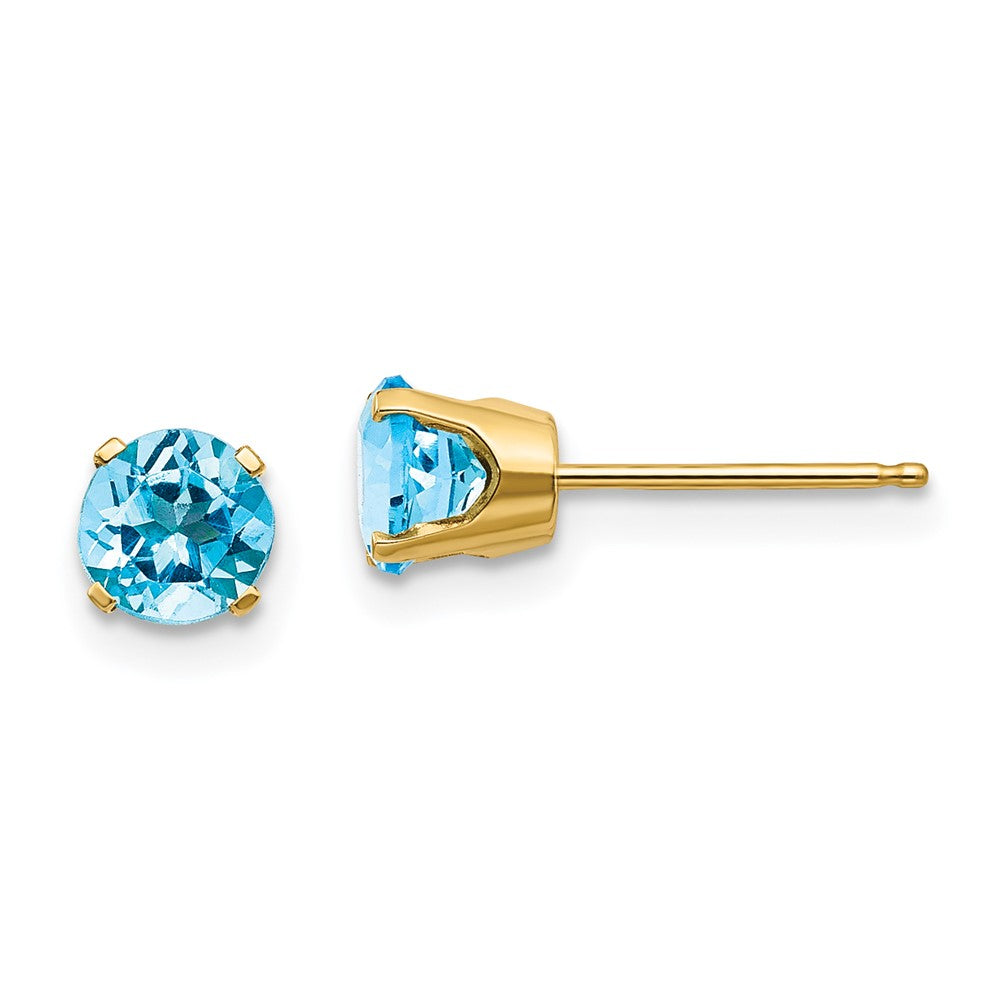 14K Gelbgold 5mm Blautopas Ohrringe December