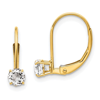 14K Gelbgold Weiß Topas Ohrringe April