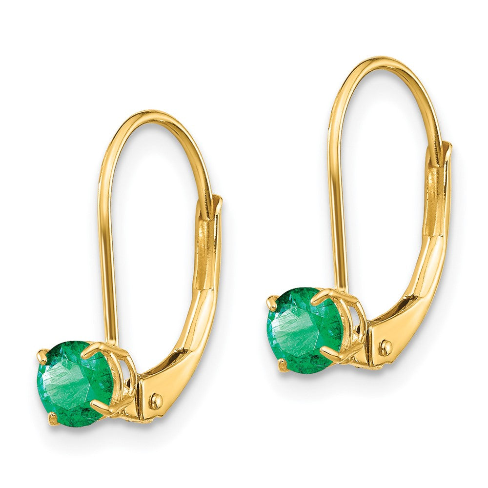 14K Gelbgold 4mm Rund May/emerald Ohrhänger mit Brisur