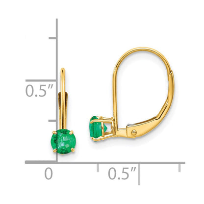 14K Gelbgold 4mm Rund May/emerald Ohrhänger mit Brisur