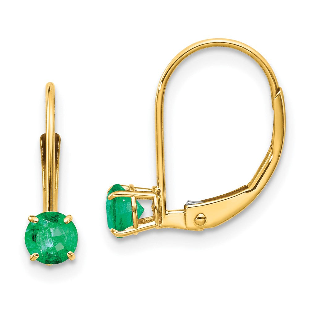 14K Gelbgold 4mm Rund May/emerald Ohrhänger mit Brisur